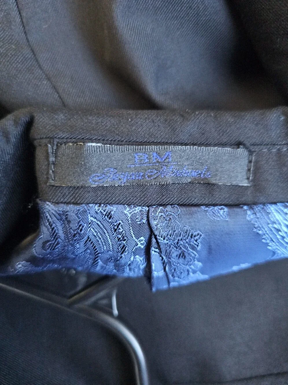 Bryan Michaels Men's Black Tuxedo Blazer Jacket Size 40R Paisley Blue Lining